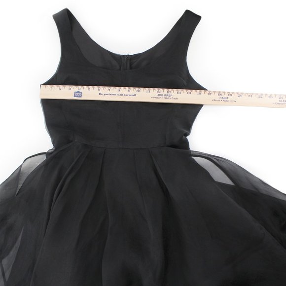 GARY GRAHAM Black Silk Organza Fit Flare Cocktail Layered Dress Pockets USA SZ 6 - Picture 12 of 15